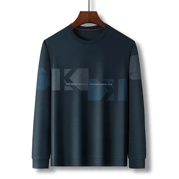 Высококачественный брендовый пуловер, осень, круглый вырез, Свободный, 2023, Новая модная роскошная мужская футболка с длинным рукавом и мягким корейским принтом