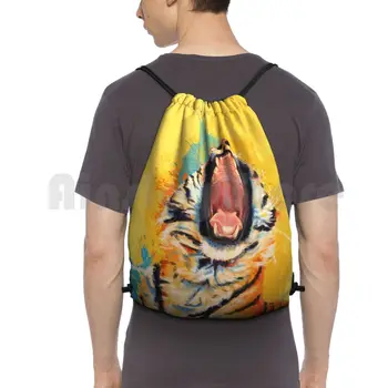 Дикий зевок-портрет тигра, красочный тигр, иллюстрация животного, Рюкзак, сумки на шнурке, спортивная сумка, непромокаемый Тигровый зевок