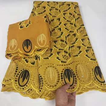 желтая кружевная ткань швейцарское вуалевое кружево в Швейцарии 2022 дубайская ткань tissu нигерийская хлопчатобумажная кружевная ткань африканский материал PYC22113