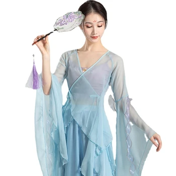 Комплект Женская рубашка Газовая одежда Свободные брюки Платье для классических танцев Одежда для упражнений Костюмы для старинных танцевальных представлений