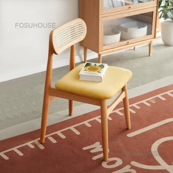 Кресло из ротанга для кабинета, современные простые стулья для гостиной, обеденный стул из массива дерева, мебель для дома в скандинавском стиле для ресторана, компьютерный стул