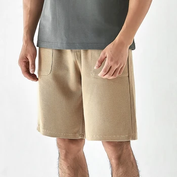 Летние модные мужские повседневные шорты из вафельного трикотажа с эластичной резинкой на талии для подростков в японском стиле, утяжеленные повседневные спортивные штаны