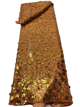 Нигерийская разноцветная кружевная ткань с пайетками, изысканное африканское кружевное модное свадебное платье с пайетками, кружевная ткань DIY