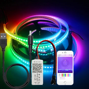 Светодиодная Лента WS2812B С USB-Контроллером Bluetooth SP110E WS2812 30/60/144 Пикселей/м RGB с Индивидуальным Адресом LED Light Kit DC5V