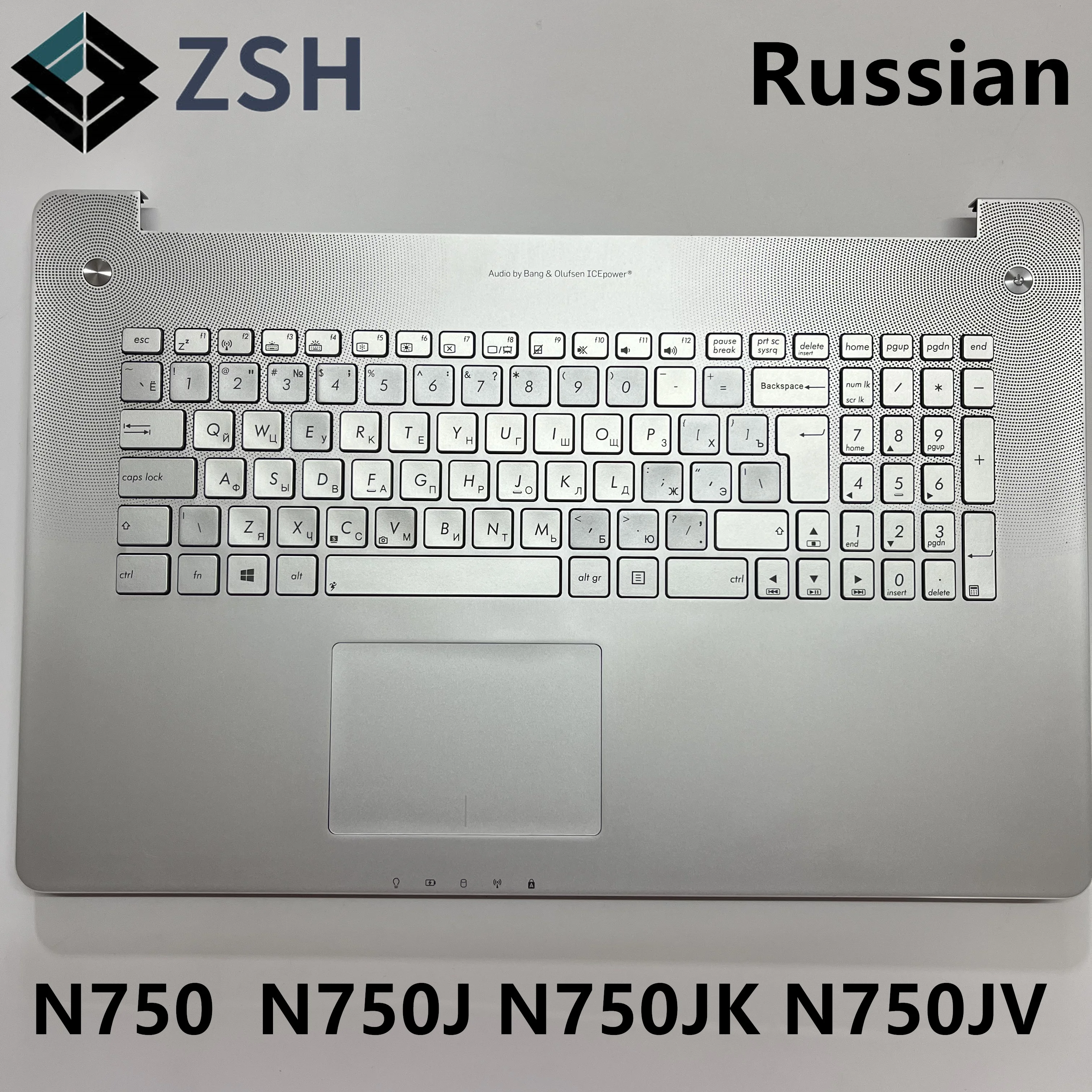 Новая Клавиатура для Ноутбука RU русского стандарта с подставкой для рук ASUS N750 N750J N750JK N750JV с Подсветкой Клавиатуры Ноутбука Slivery C Крышкой