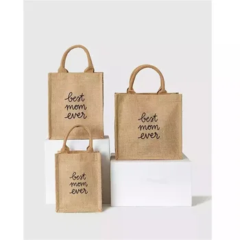 100 шт./лот, Оптовая продажа, портативная сумка для покупок из натурального джута большой емкости, модный магазин подарков с вашим собственным логотипом