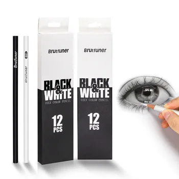 2/12 шт. черно-белые цветные карандаши - карандаш для рисования перманентного цвета, деревянные цветные карандаши на масляной основе для художников и начинающих художников