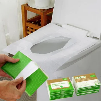 2 упаковки одноразовых бумажных чехлов для сидений унитазов, кемпинговый туалет, Бактериозонепроницаемый чехол для ванной комнаты в путешествии/кемпинге