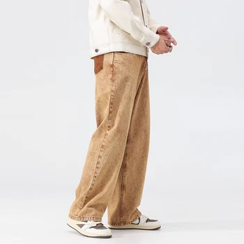 2022 Новые Персонализированные джинсы Уличная мода Ретро Широкие джинсы Мода High Street Vibe Прямые хип-хоп Оригинальные мешковатые брюки