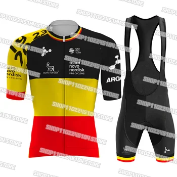 2023 Team Novo Nordisk Бельгия Велоспорт Джерси Нагрудник Комплект Майо Цикл MTB Велосипедная Одежда Быстросохнущая Велосипедная Одежда Мужская Короткая