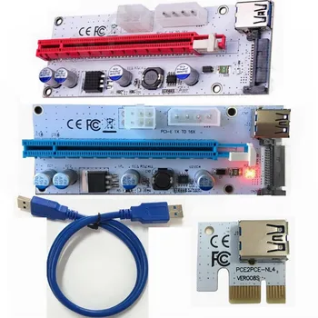 3 в 1 4-контактный 6-контактный Блок Питания SATA Molex pci-e PCI от 1x до 16x express riser card со светодиодной подсветкой VER 008S Для майнинговой машины