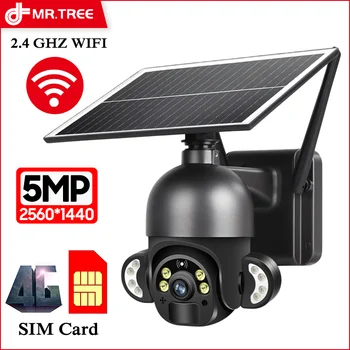 5MP HD 4G/WIFI Маломощная Солнечная камера безопасности PTZ Ночного видения Двусторонний аудио Наружный мониторинг IP-камера солнечной энергии