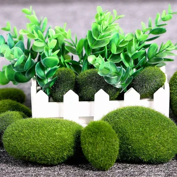 5шт Декоративных шариков зеленого мха из искусственного камня Для цветочных композиций, украшения садов, микро- и ландшафтных бонсай.
