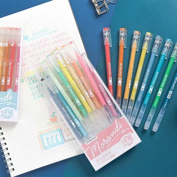 9 Шт. Набор цветных гелевых ручек Kawaii 9 цветов Шариковая ручка 0,5 мм для журнала Милые школьные канцелярские принадлежности