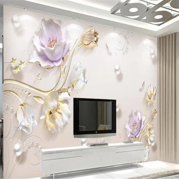 beibehang papel de parede Ювелирные изделия с тиснением стерео простая мода новый китайский стиль тюльпан фон обои для стен домашний декор