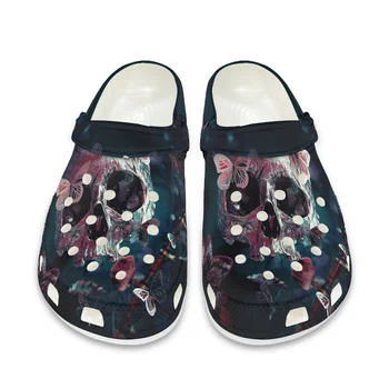 Beliodome, садовые сабо с цветочным рисунком сахарного черепа, Повседневные нескользящие быстросохнущие сандалии, летняя противоскользящая пляжная обувь для женщин