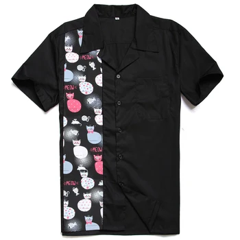 Camisa Social Masculina, Западноамериканская мужская рубашка, подарок на День отца, Кошки, Ковбой, Хип-хоп, Забавная крутая блузка, Рубашки для вечеринок с Мяу