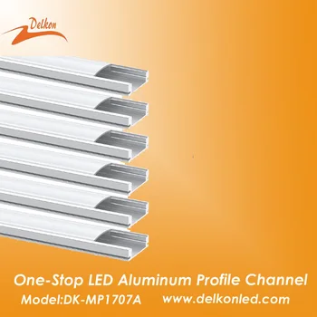 Алюминиевый светодиодный канал U-образной формы 17 * 7 мм с молочно-белой крышкой рассеивателя для светодиодных лент шириной 8-12 мм