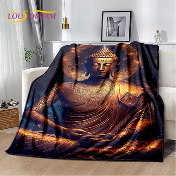 Буддизм Будды Шакьямуни Вера Религия Мягкое плюшевое одеяло, фланелевое одеяло, плед для гостиной, спальни, кровати, дивана, молитвы