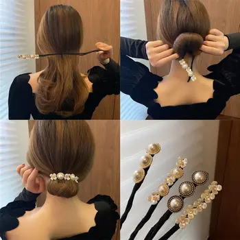 Винтажная прическа с жемчужной заколкой в виде ракушки, женская Элегантная Резинка для волос, Инструменты для создания цветочных причесок, Аксессуары для волос