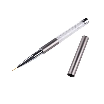 Горный хрусталь Акриловая Ручка Nail Art Brush Paint Drawing Pen Liner Brush для УФ-Гель-Лака Salon Liner Кисть для Ногтей с Колпачком