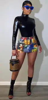 Горячая девушка 2023, Летняя короткая юбка с принтом интеллектуального пригородного персонажа, Универсальная сексуальная мини-юбка с принтом на микроэластике