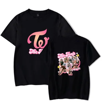 Горячая распродажа, футболка Twice New Album The Feels, Kpop, Летняя футболка с коротким рукавом для женщин и мужчин, меломанов, крутая футболка оверсайз