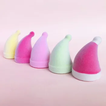 Губка в форме рождественской шляпы, увеличенная в объеме, слоеная губка для мороженого Beauty Flocking Egg Make Up Foundation Powder Sponge