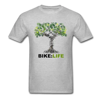 Дизайн BIKE LIFE Tree Классическая футболка OM Green Environment Креативная футболка из 100% хлопчатобумажной ткани Удобная футболка Мужская футболка