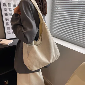 Женская повседневная сумка через плечо Hylhexyr, многоразовая вельветовая сумка, женские студенческие хлопчатобумажные сумки-тоут большой вместимости