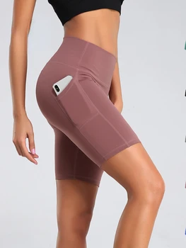 Женские велосипедные шорты, эластичные штаны для йоги с высокой талией и карманами, облегающие спортивные брюки 4 стиля, Летние шорты для женщин