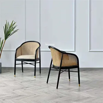 Изготовленные на заказ Обеденные стулья из массива дерева с китайской спинкой Роскошный Ротанговый стул Креативный Дизайн Простое Кухонное Кресло Мебель для столовой