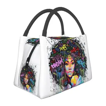 Изготовленные на заказ сумки для ланча в американском африканском стиле для чернокожих женщин, охладитель, Термоизолированный ланч-бокс для пикника, кемпинга, работы, путешествия, сумка