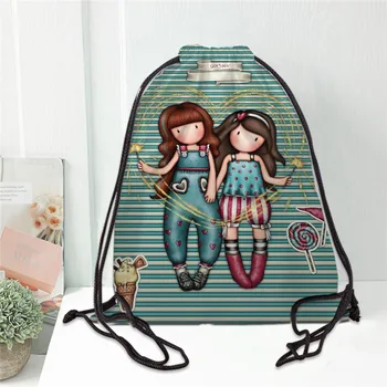 Изготовленный на заказ рюкзак на шнурке с рисунком Санторо Горджусса, сумка для обуви, дорожные пляжные школьные многофункциональные атласные сумки на шнурке