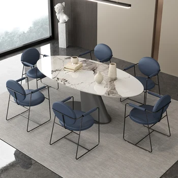 Итальянский легкий экстравагантный стол из каменной плиты, современный простой креативный овальный минималистичный стол высокого класса