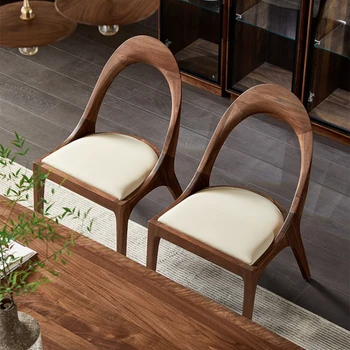 Итальянский минималистичный обеденный стул из черного ореха, стол для отдыха в ресторане Villa и домашняя кожаная мягкая мебель