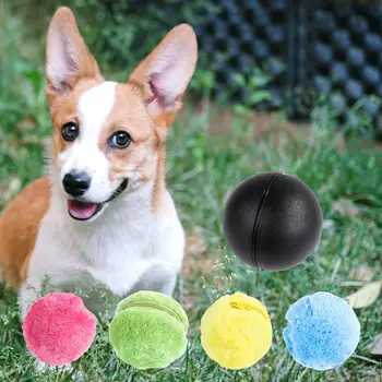 Катящийся Мяч Игрушка Для Собак Автоматический Движущийся Мяч Для Домашних Животных Интерактивные Забавные игрушки с мячом Собака Кошка Жует Плюшевый электрический игрушечный мяч с 4 Крышками