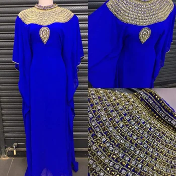 Кафтан Фараша Королевское синее платье Марокканская Арабская абая Джалабия Ms Creation Индийская одежда