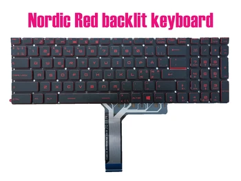 Клавиатура Nordic с красной подсветкой для MSI GV62 7RE/7RD (MS-16J9) GV62VR 7RF (MS-16JB)