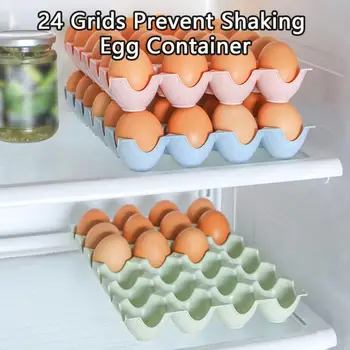 Коробка для хранения яиц, дизайн отсеков, Штабелируемый держатель для яиц, защита от ударов и осколков, 24 сетки, Кухонный холодильник, коробка-органайзер для яиц