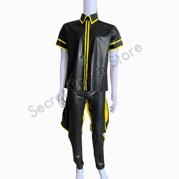 Латексный костюм мужской повседневный резиновый спортивный костюм из латекса с коротким рукавом
