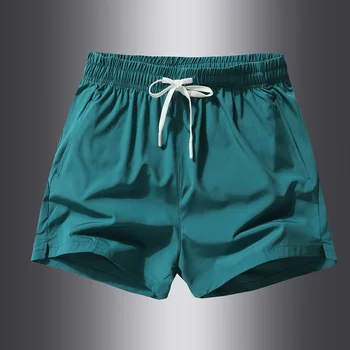 Летние мужские повседневные шорты, Гавайская мода, Свободные Прямые камуфляжные брюки с эластичным поясом, шелк льда, быстросохнущие брюки XS-4XL