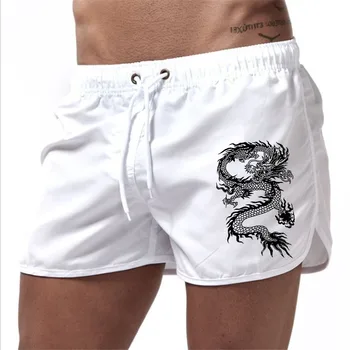 Летние мужские шорты с рисунком китайского дракона, Дышащие повседневные штаны для пляжной пробежки, серфинга на веревке.