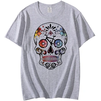 Летняя модная Мужская футболка оверсайз Sugar skull bikes с принтом стикера Плюс Размер Футболки Повседневная Уличная одежда большой высокий Топ, Футболка Мужская