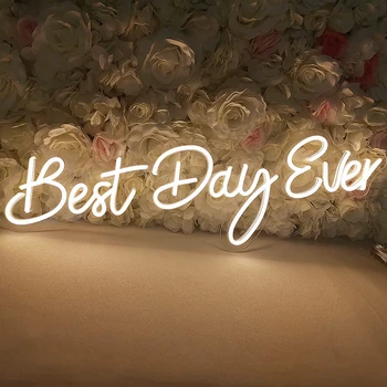 Лучший день в истории Неоновая Вывеска Праздничные Огни Светодиодные лампы Персонализированный Ресторан-бар для геймеров на День Рождения Эстетическое Украшение стен