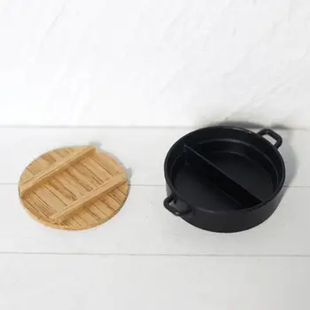 Миниатюрная модель горячего горшка в масштабе 1/12, реквизит для фотосъемки, Миниатюрная кастрюля для кухни, обеденный стол, украшение гостиной