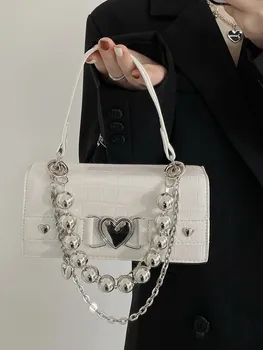 Модная дизайнерская женская сумка подмышками с пряжкой в виде сердца, женская сумка через плечо из искусственной кожи, женские сумки через плечо, кошельки, сумки