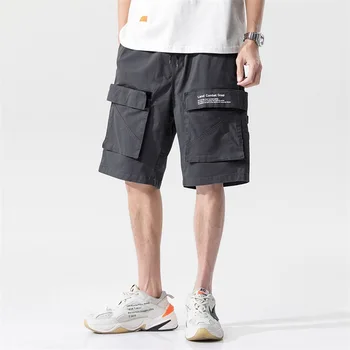 Мужская уличная одежда, Быстросохнущие шорты длиной до колена, Летние повседневные спортивные Свободные шорты-карго с большим карманом