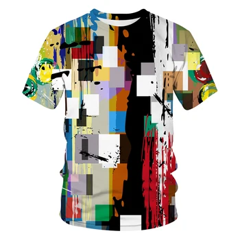 Мужская футболка с абстрактной индивидуальностью, Повседневная трендовая футболка с 3D принтом, Уличный хип-хоп стиль, Свободные топы с круглым вырезом, летняя уличная одежда