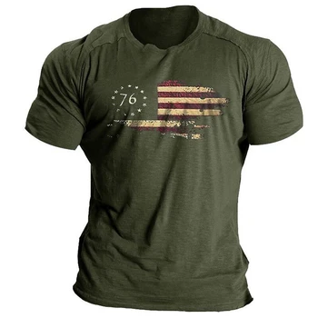 Мужская футболка С принтом Американского флага в стиле Харадзюку, Мужские топы, Повседневная Мужская футболка С круглым вырезом, Простая модная Одежда Оверсайз С коротким рукавом